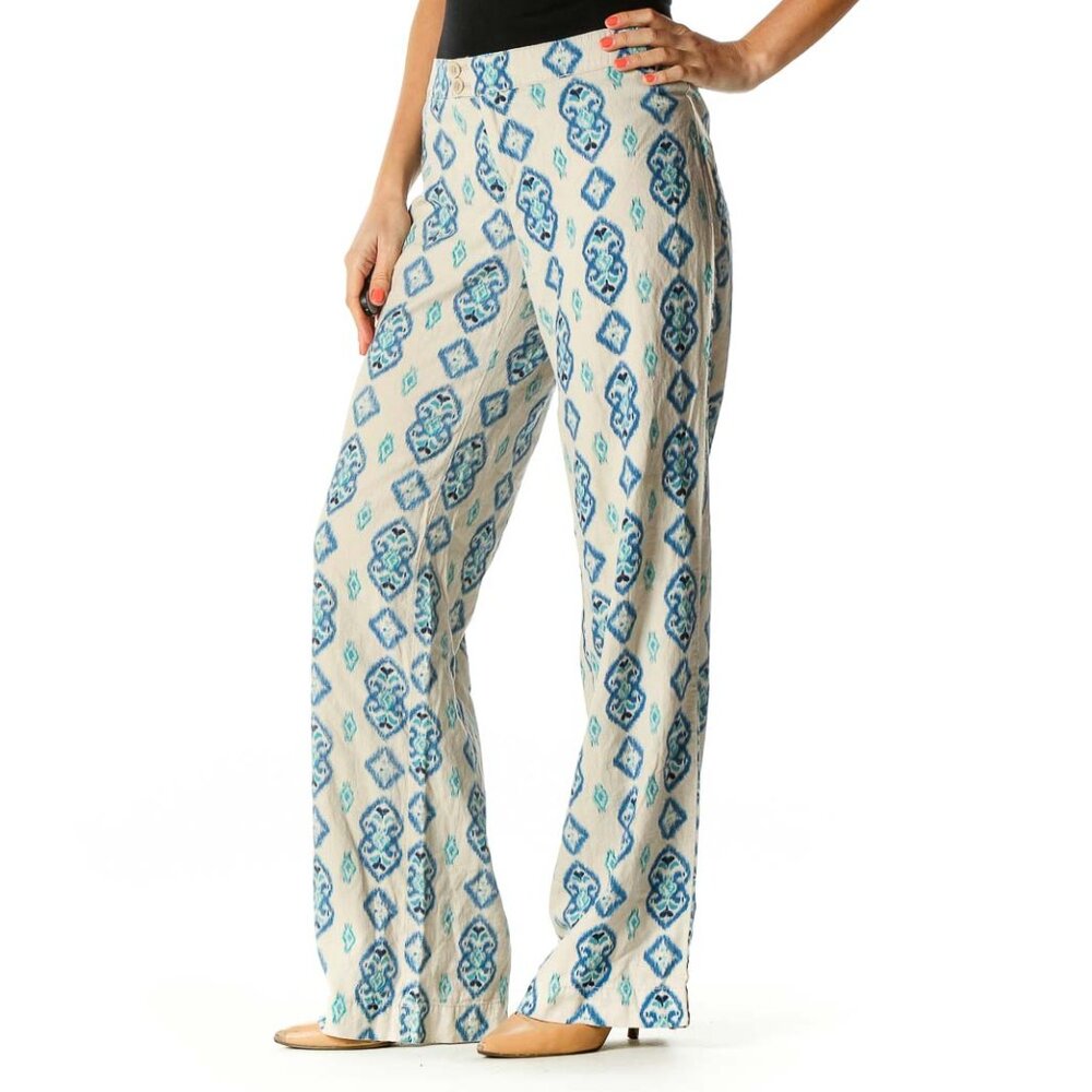 Willi Smith Beige Printed Holiday Trousers - Picture 2 of 3